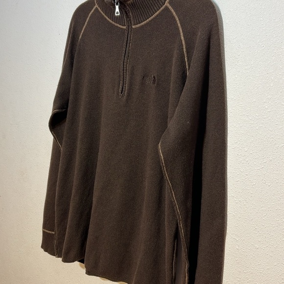 The North Face Men’s Brown Wool Blend 1/4 Zip Sweater Outdoors Size XL - Picture 4 of 13